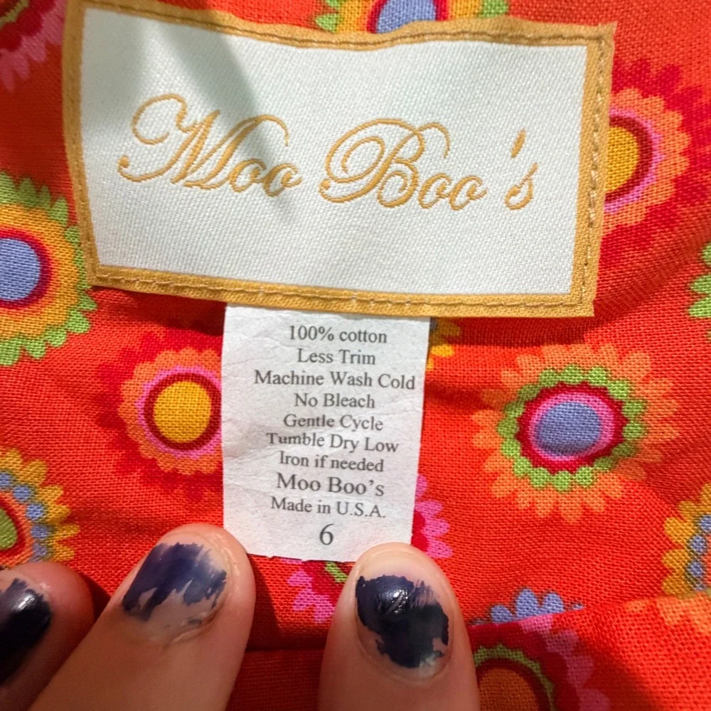 Moo Boos Tulle Tutu Dress Kids Size 6 Floral Neon Green Orange Fun Dressup Fairy